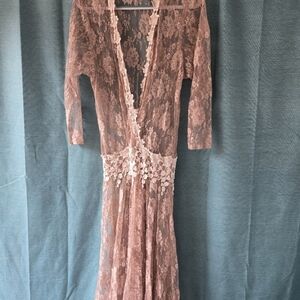 Jessica McClintock Blush Lace Overlay Dress
